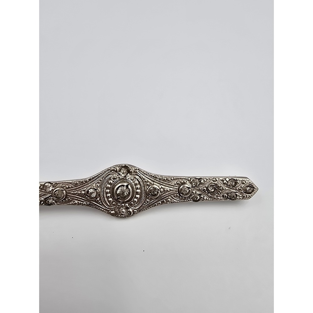 Antique Silverine Art Deco Rhinestone Bar Pin Brooch Edwardian Vintage Jewelry - Picture 5 of 10